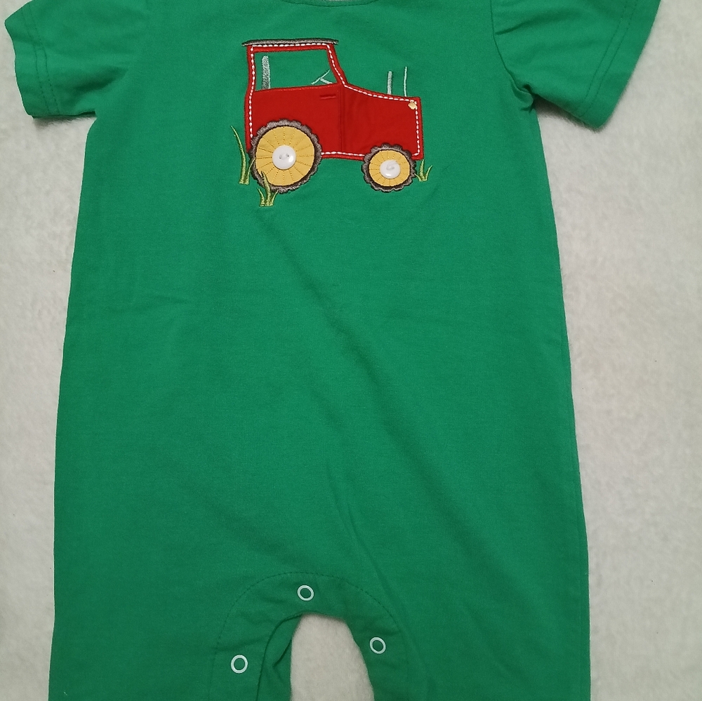 Green Baby Romper with Car Design